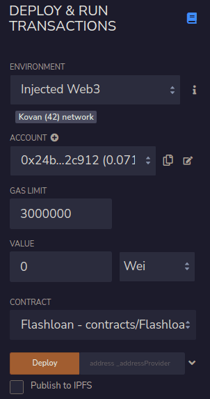 Remix Deploy and Run Transactions panel with Injected Web3 environment selected