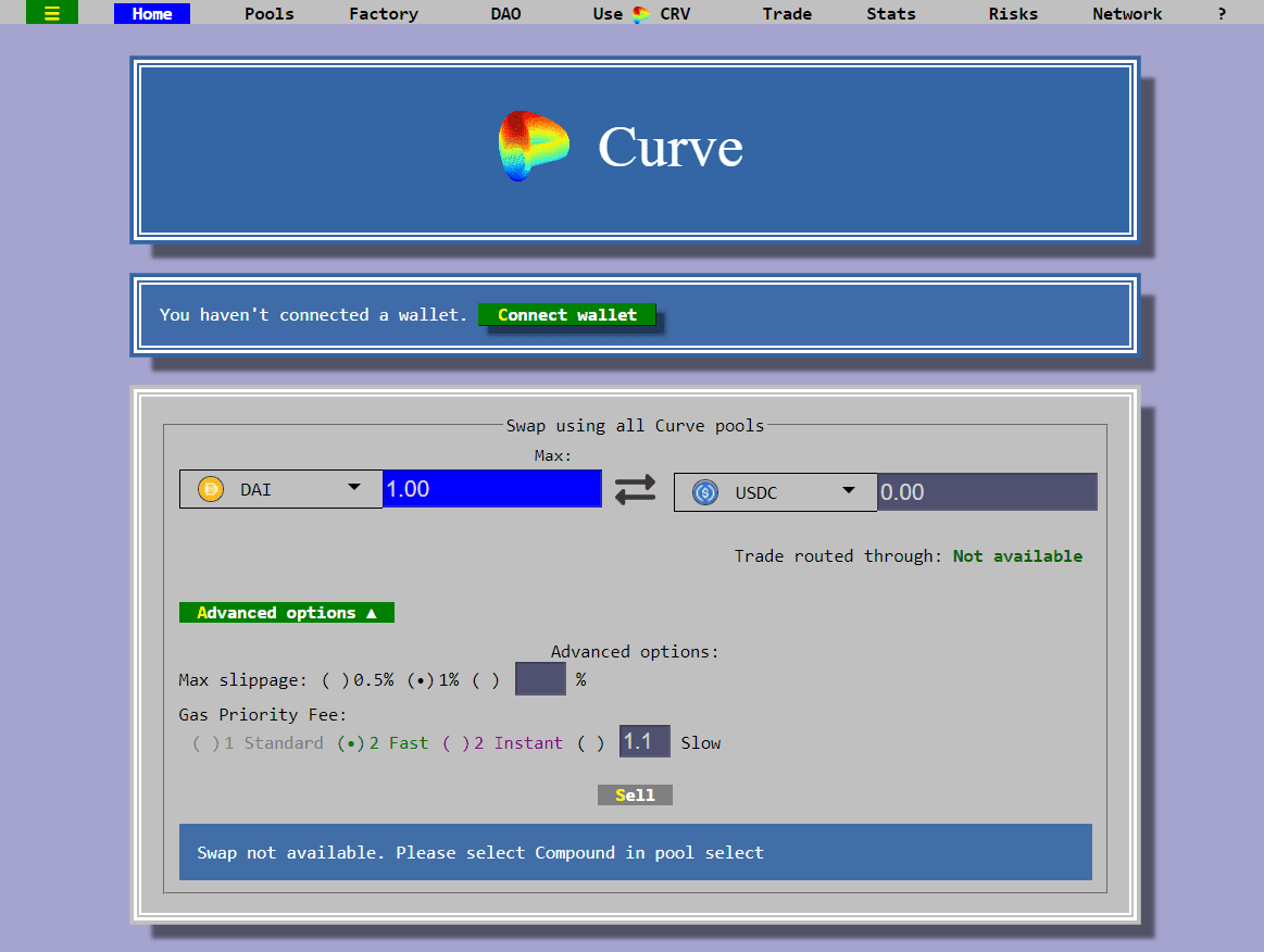 Curve Finance website showing liquidity pools for staking tokens