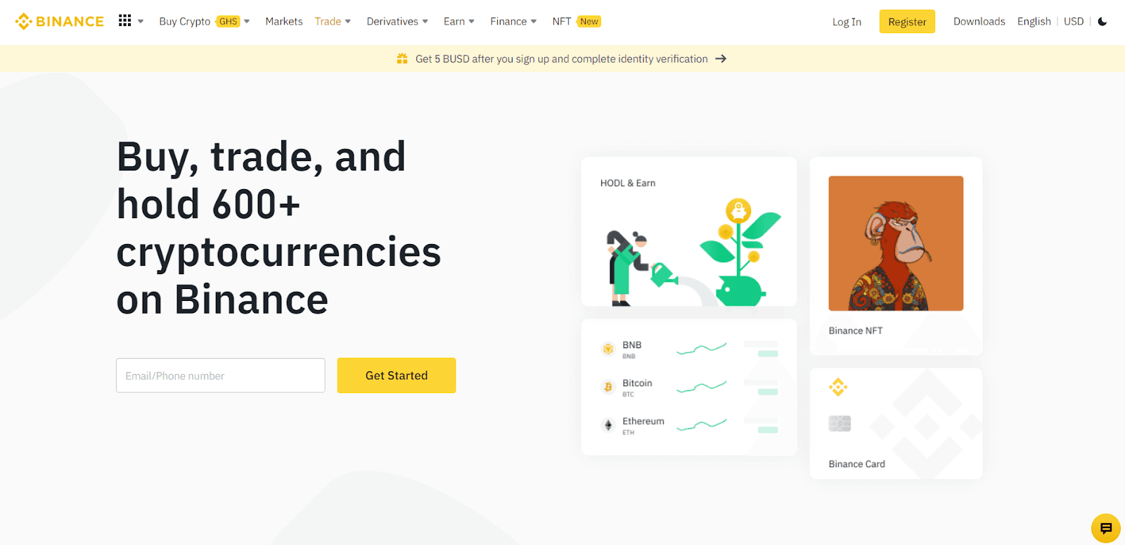 Binance exchange website with crypto staking options