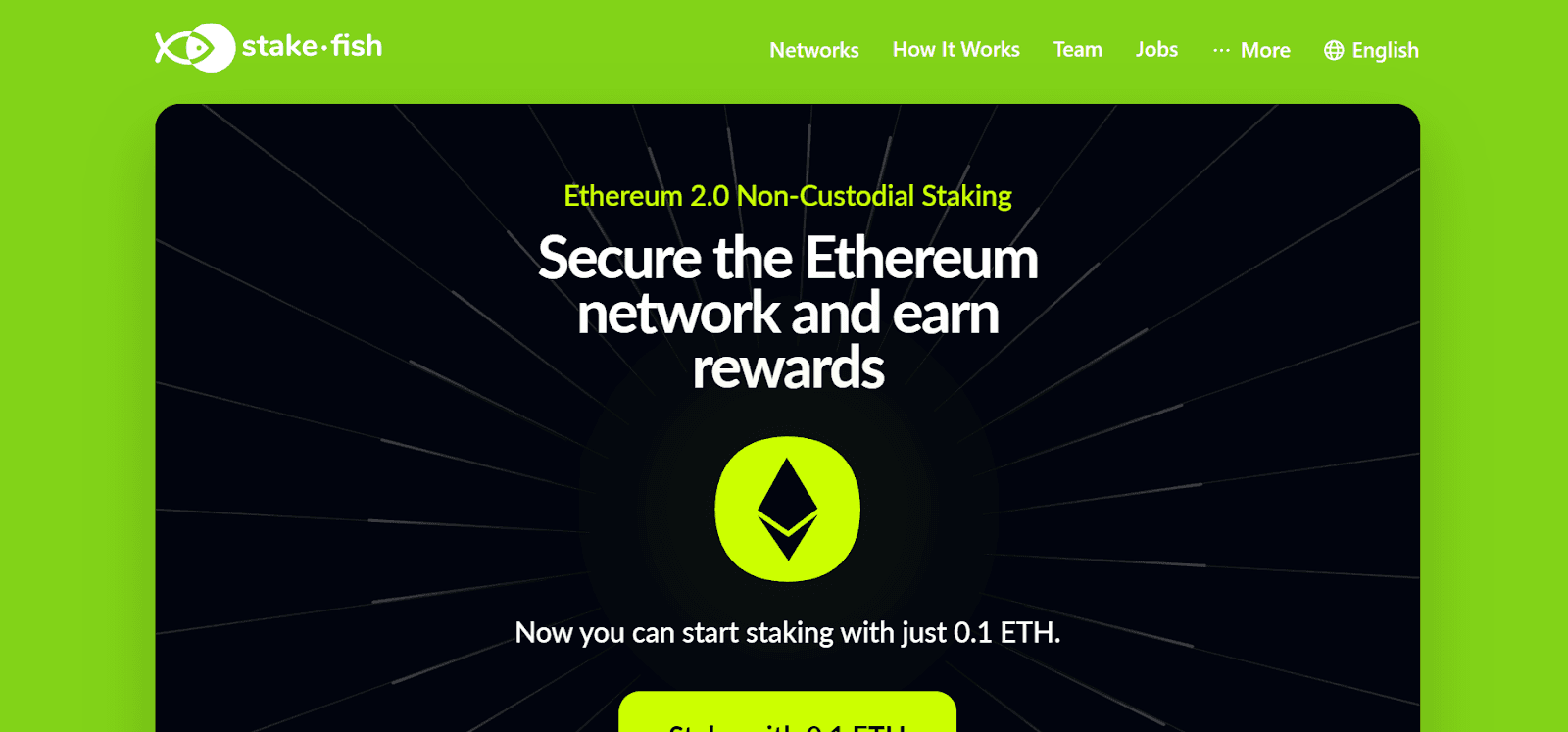 Stakefish website for participating in Ethereum proof-of-stake staking