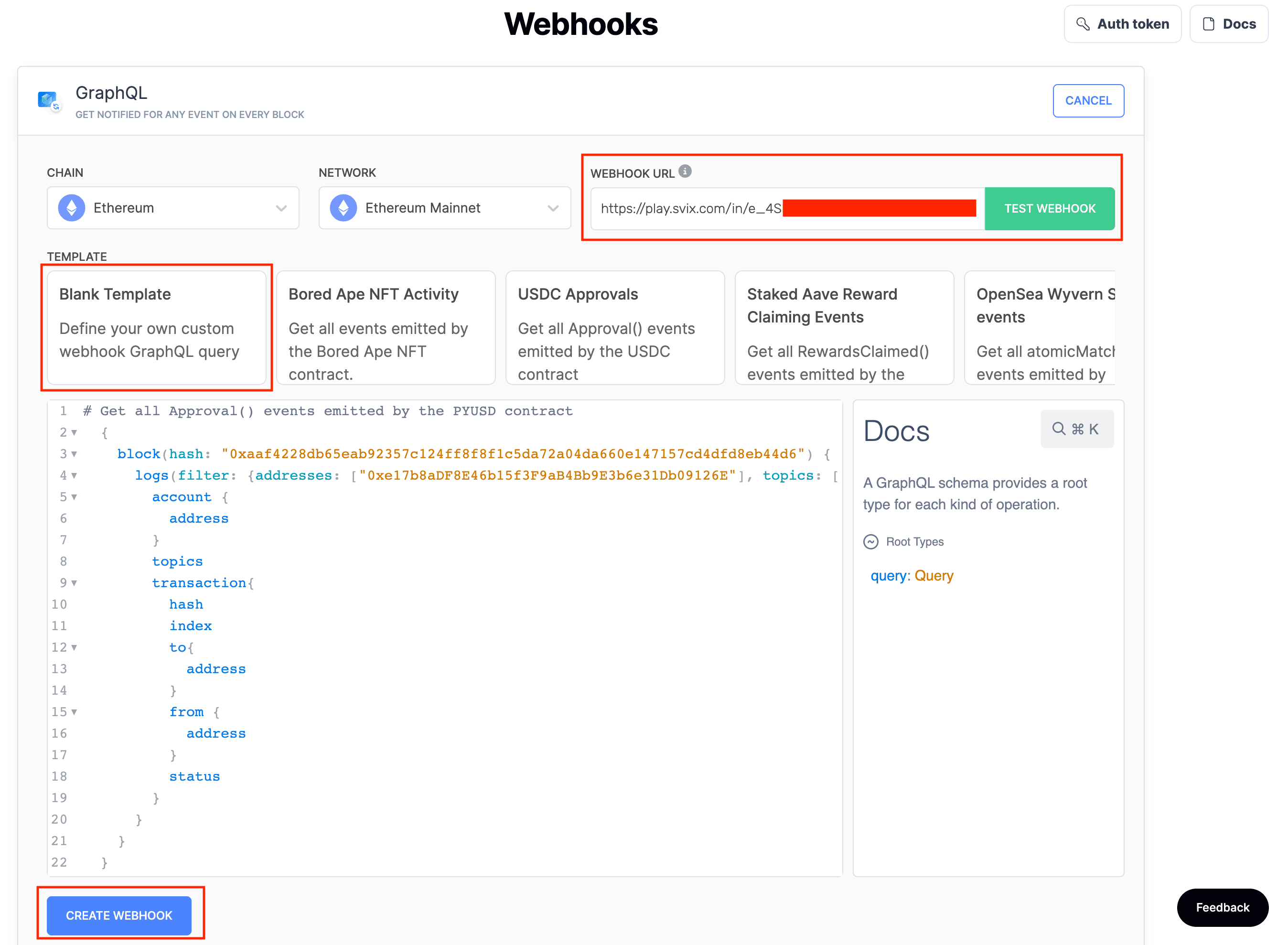 Creating a Custom Webhook to Stream Onchain Events for PYUSD