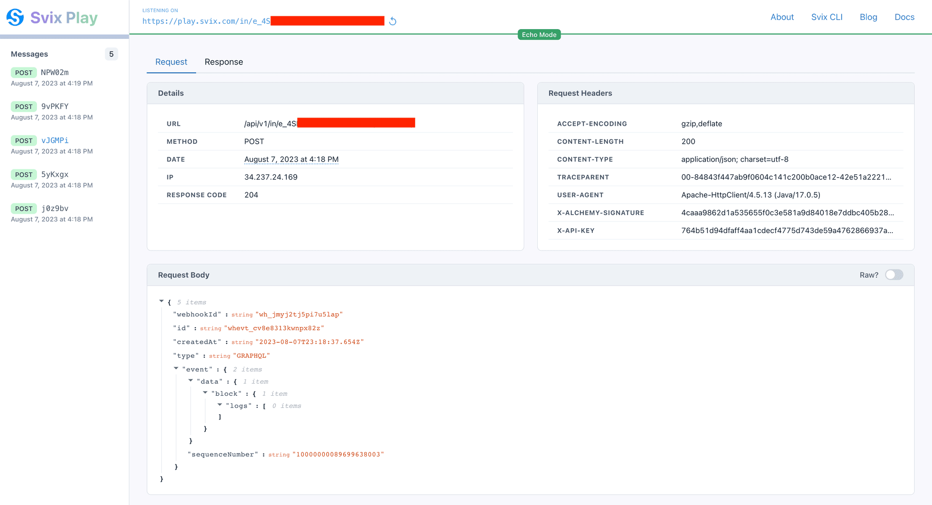 Event Stream from the PYUSD Smart Contract