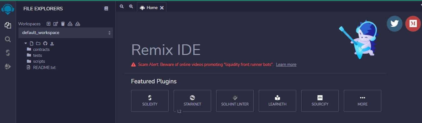 Remix IDE for compiling, testing, and debugging smart contracts