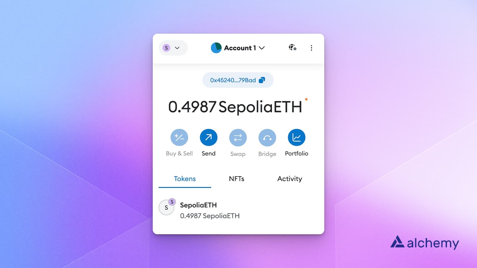 MetaMask wallet showing a SepoliaETH balance on the Base Sepolia network