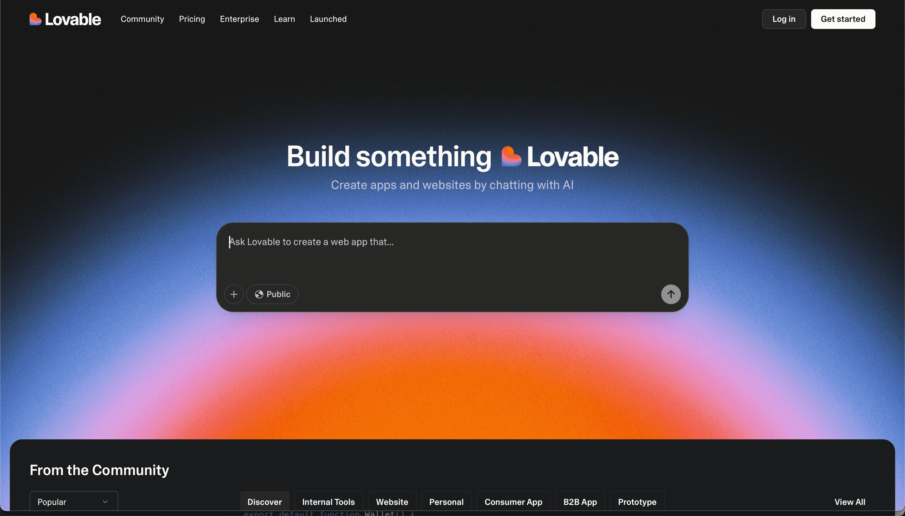 Lovable AI frontend builder interface