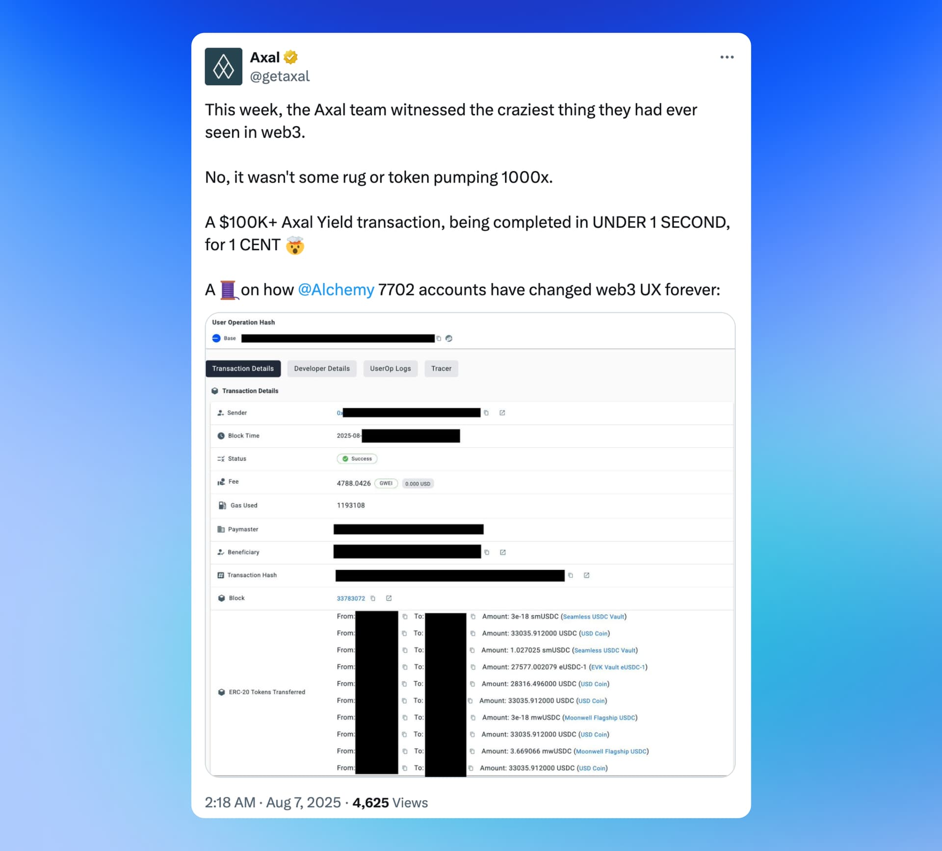 Axal posts about Alchemy 7702 cost reductions