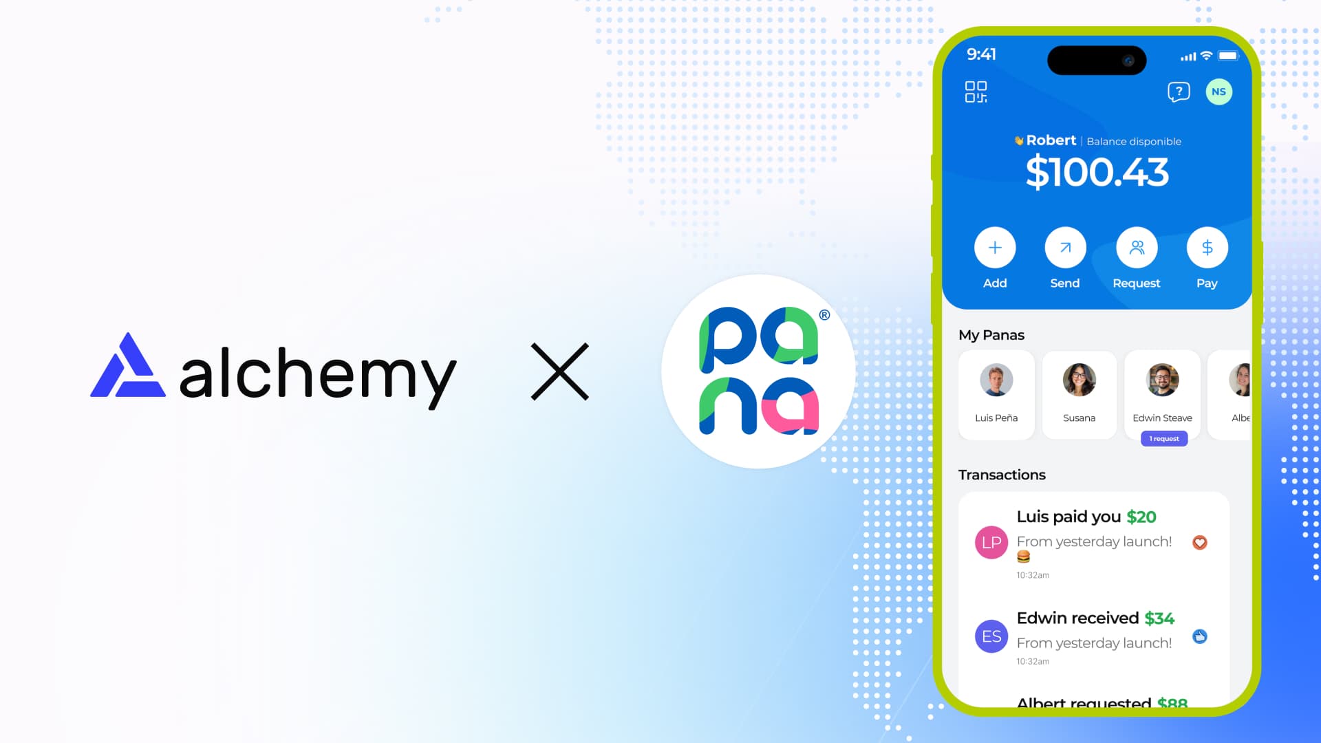 Pana app powered by Alchemy