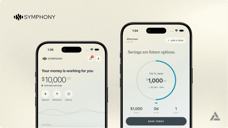 Symphony savings app powered by Alchemy