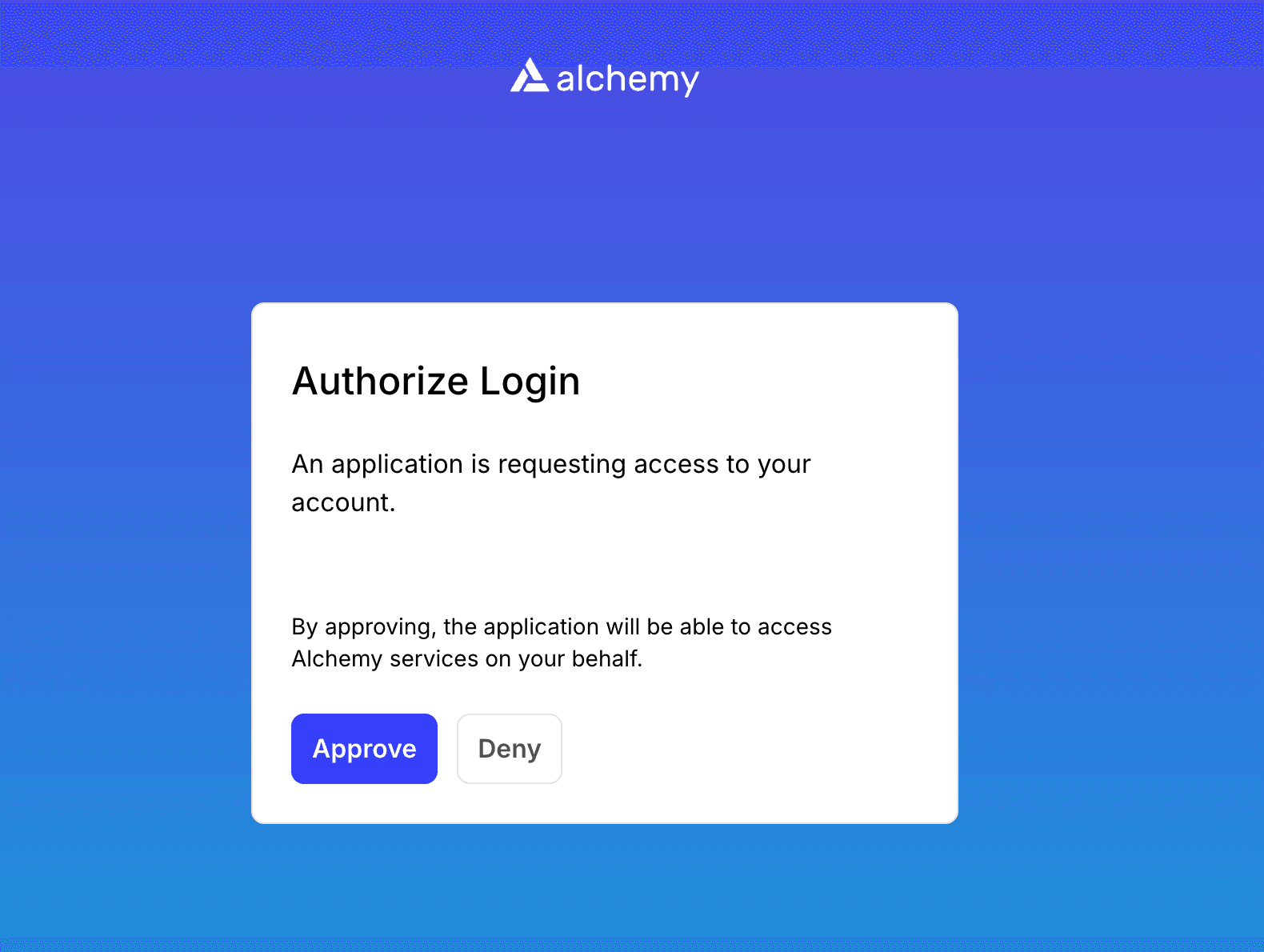 Authorize Login screen granting the Alchemy CLI scoped access to your account