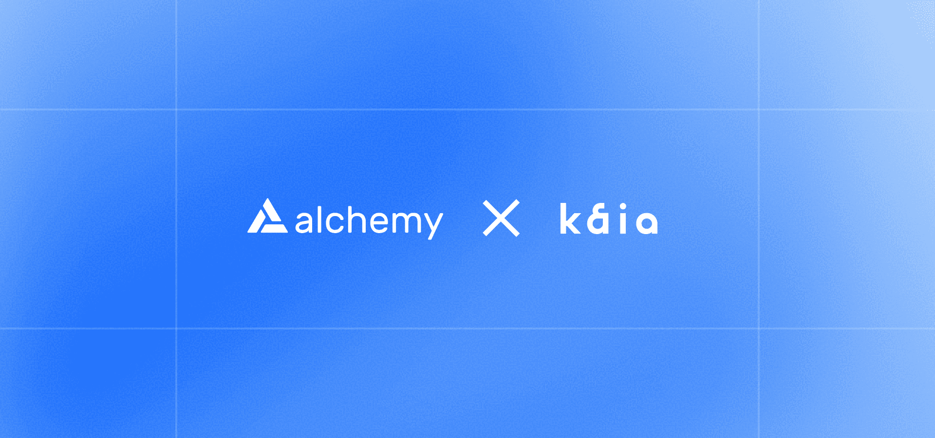 Alchemy and Kaia logos on a blue gradient background