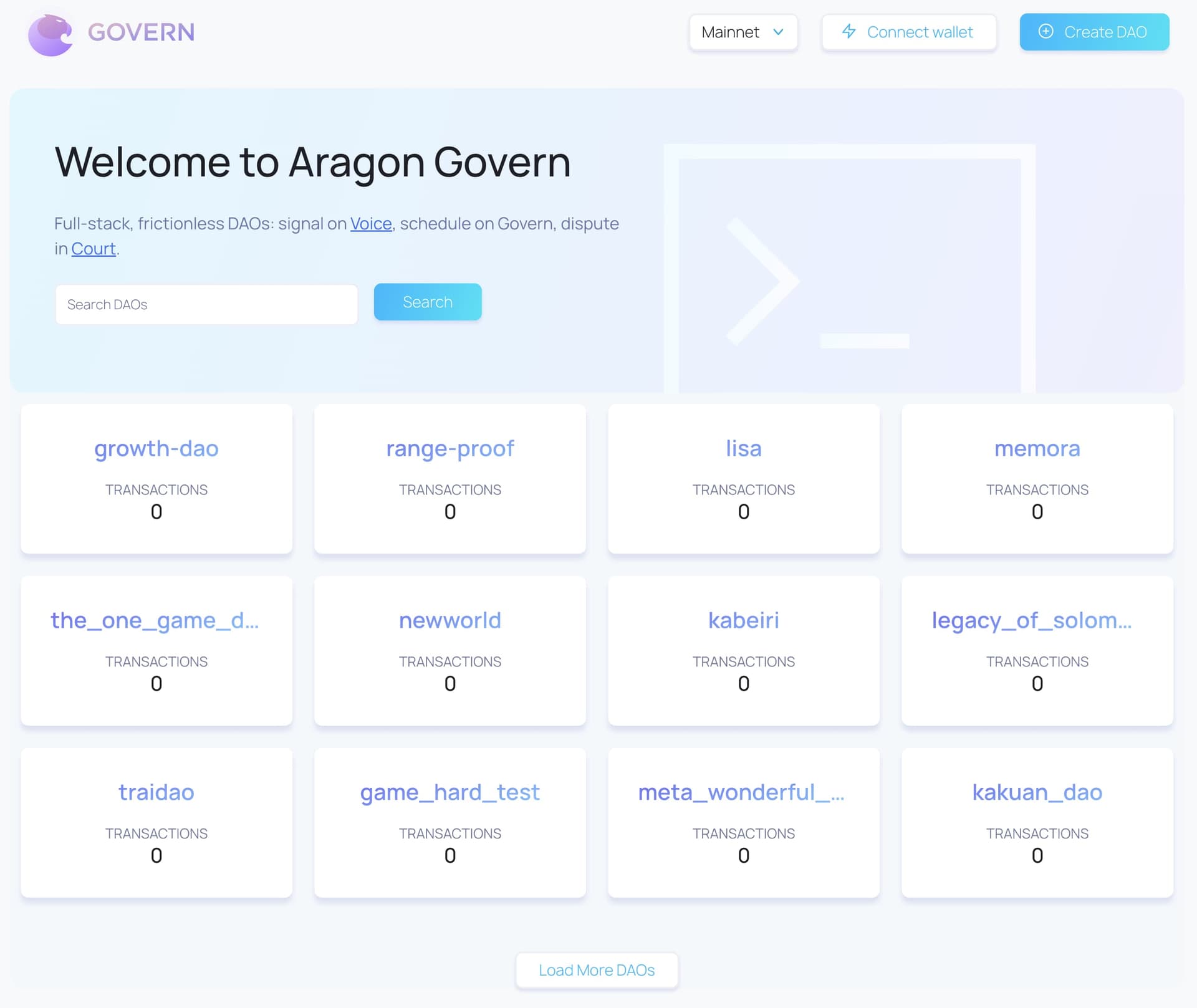 Aragon Govern DAO Creation Tool