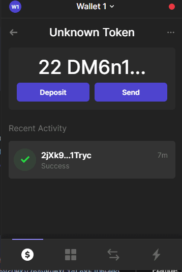 Phantom wallet transfer success message