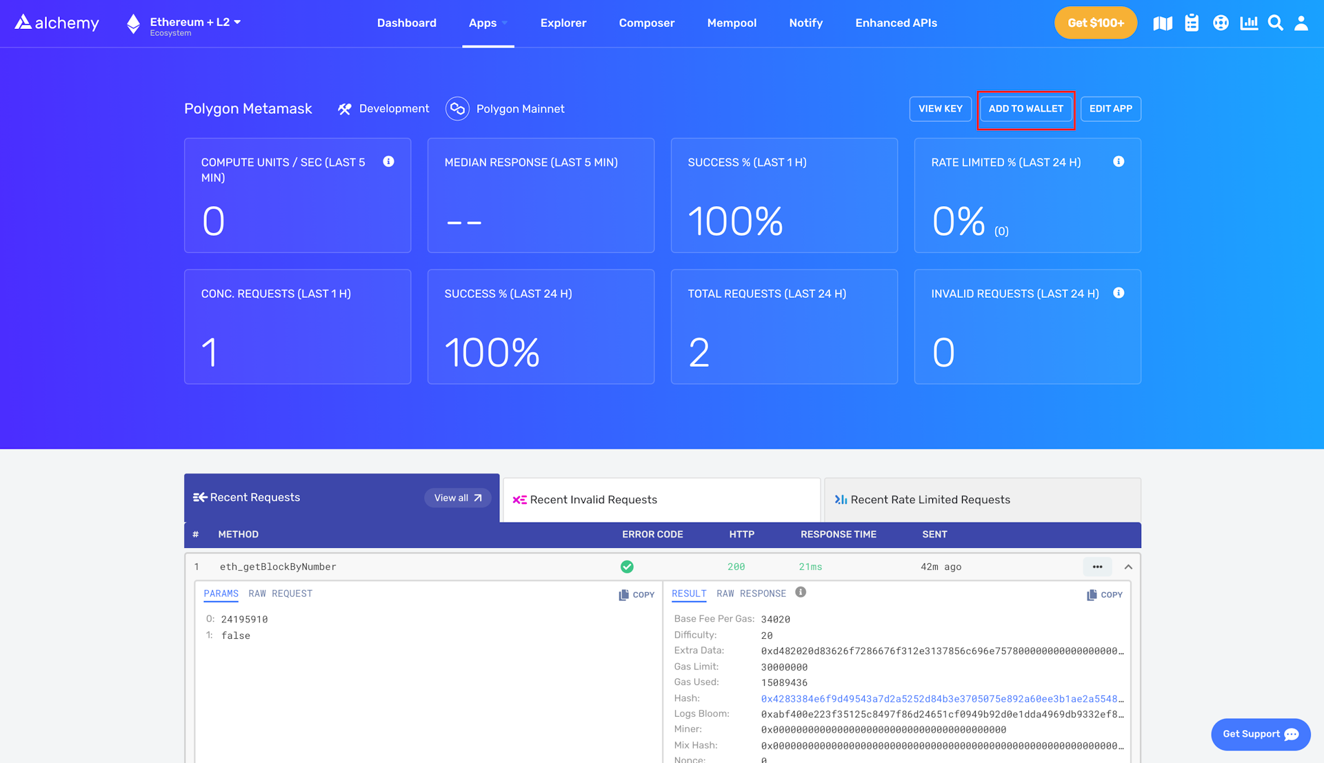 Screenshot of an Alchemy project dashboard