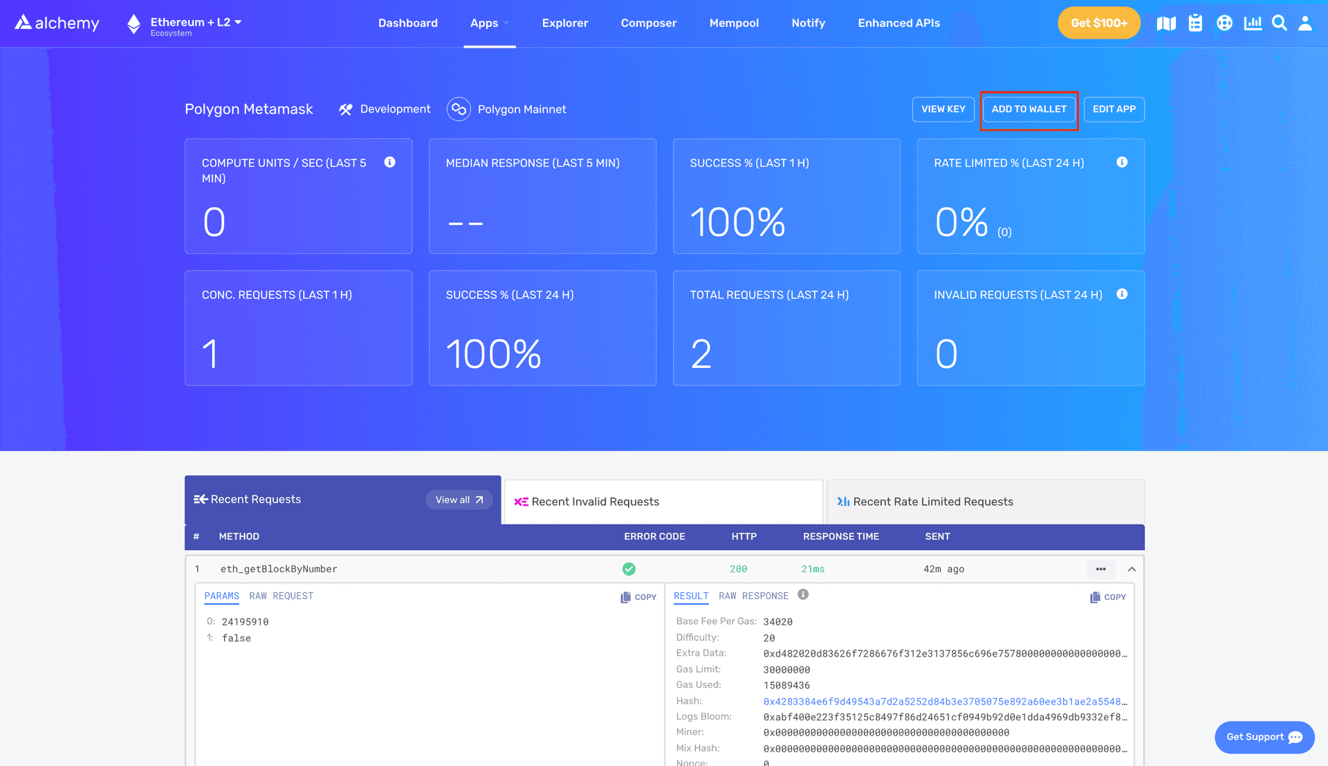Screenshot of an Alchemy project dashboard