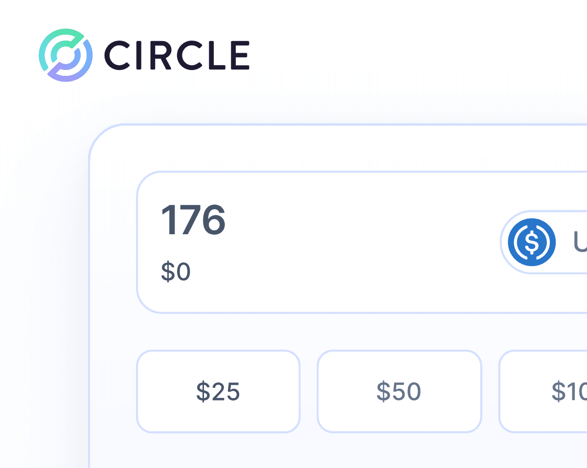 Circle USDC balance and quick-buy interface